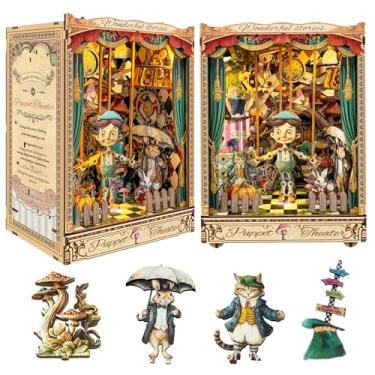 Imagem de CUTEROOM Kit De Canto De Livros Para Adultos, Quebra-Cabeça De Madeira 3D Faça Você Mesmo, Kit De Canto De Livros Para Casa De Bonecas Em Miniatura, Kit De Construção De Casas Minúsculas Com Luz Led