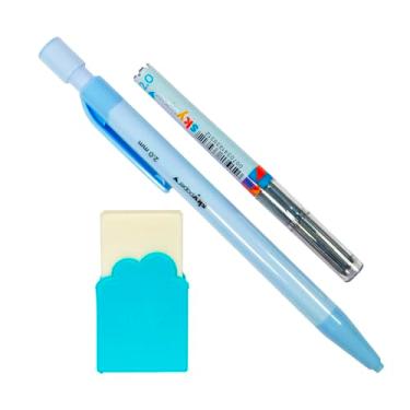 Imagem de Lapiseira Mecânica 2.0mm, Cor Pastel, com Grafite Extra e Borracha em Formato de Nuvem (Azul)