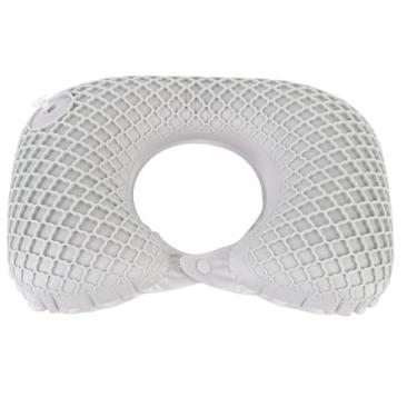Imagem de Zerodis Válvula de Pressão Ajustável de Travesseiro de Pescoço Inflável Easy Portátil U Formulário de Cabeça para Agência de Viagens, Silicone de Tecido de Malha, 1 Peça (Cinza claro)
