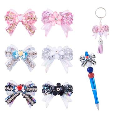 Imagem de Spritewelry 6 peças de contas de laço de strass brilhantes brilhantes cristal acrílico espaçador contas rosa preto branco contas chiques para caneta, joias, colar, pulseira