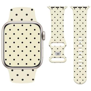 Imagem de Watbro Pulseira moderna de relógio estética de bolinhas compatível com Apple Watch de 38 mm, 40 mm, 41 mm, 42 mm, 44 mm, 45 mm, 49 mm, feminina, masculina, design fofo de silicone macio para Apple