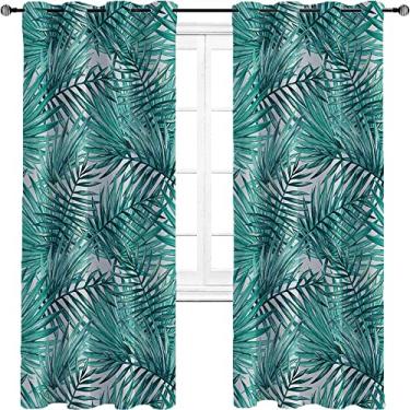 Imagem de Cortinas blackout de folhas – Cortinas de isolamento térmico, economia de energia e redução de ruído para quarto e sala de estar, cortina de isolamento de cozinha com tratamento de sombreamento