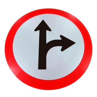 Imagem de Kit 3 Placas de Sinalização, Condomínio, Siga em Frente ou à Direita, Refletiva, 40cm, em ACM 3mm (alumínio composto)