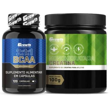 Imagem de Bcaa 120 Caps + Creatina Pura 100g Monohidratada Growth