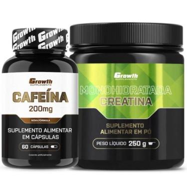 Imagem de Cafeina Pura 200mg 60 Caps + Creatina Pura 250g Growth