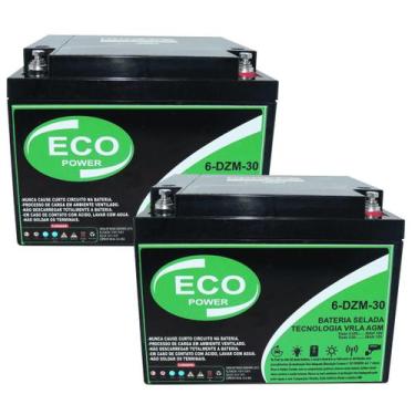 Imagem de Kit 2 Baterias Selada Eco Power 12V 30AH Ciclo Profundo VRLA