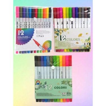 Imagem de Kit 12/24/36/48/60 Canetas 2 em 1 Brush Lettering e Ponta Fina Dual Pe