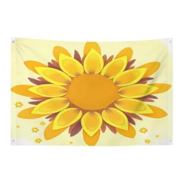Imagem de Bandeira com quatro furos bandeiras para todos os climas girassol beleza impressa bandeira decorativa bandeiras de poliéster adequadas para uso interno e externo 89 x 159 centímetros
