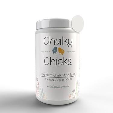 Imagem de Chalky Chicks Tinta De Giz Fosco Hail (Branca) 32 Fl Oz Para Móveis Sem Lixar - Preparação, Tudo Em Um, Artesanato, Madeira, Paredes, Armários, Metal, Cômoda, Casa Fazenda