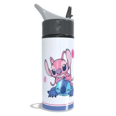 Imagem de Garrafa Squeeze De Alumínio Stitch E Angel 600ml - Mecolour