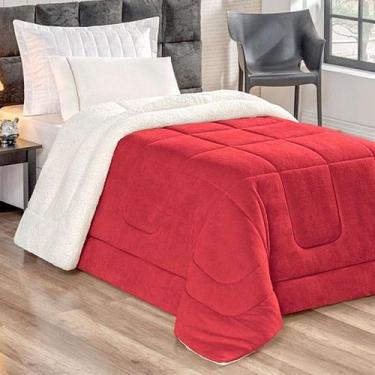 Imagem de Coberdrom Solteiro Dupla Face Com Manta E Sherpa - Malular, Vermelho