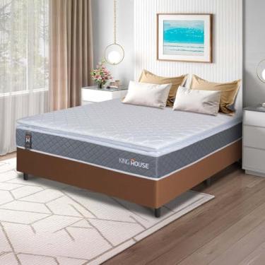 Imagem de Conjunto Box Marrom Luanda Cinza Espuma D28 Casal 138x188x62 - King House