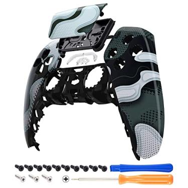 Imagem de eXtremeRate Capa frontal para touchpad camuflado preto branco para controle PS5, capa de substituição DIY para controle PS5, placa frontal personalizada para controle Playstation 5