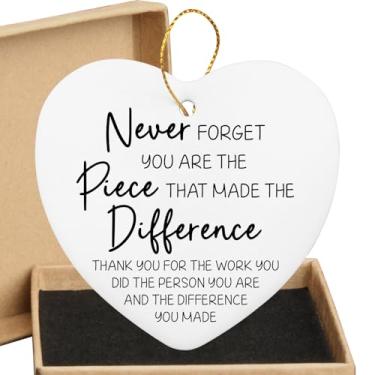 Imagem de Thank You Appreciation Gifts for Mentor Teacher Nurse Going Away Gift Retirement Gift for Coworker Boss Never Forget You are The Piece That Made The Difference - Placa pendurada no coração