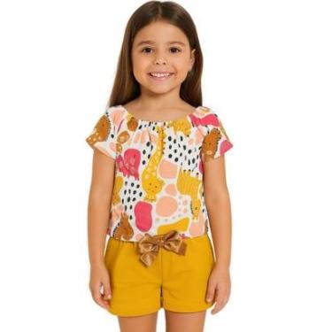 Imagem de Conjunto Infantil Menina Blusa e Shorts Algodão Kyly-Feminino