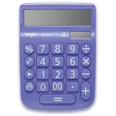 Imagem de Calculadora de Mesa MV4134 Azul com Visor LCD e 12 Dígitos - ELGIN
