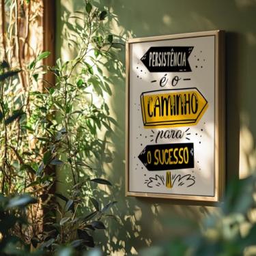 Imagem de Quadro Decorativo Persistência Sucesso Com Moldura | Placa Decorativa Frase Motivacional Caminho Sucesso
