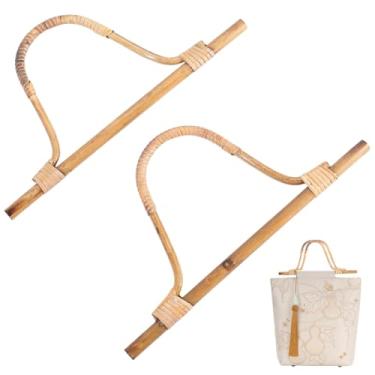 Imagem de Beebeecraft 4 peças de alças de bolsa de madeira em forma de arco de vime alças de substituição para mulheres faça você mesmo à mão bolsa de praia de verão suprimentos para fabricação de palha