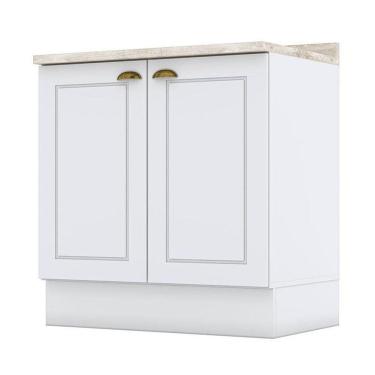 Imagem de Balcão 2 Portas 80 Cm Nova York Branco Com Tampo Calcare – Henn