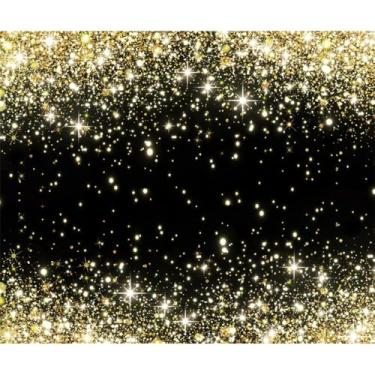 Imagem de Yeele Pano de fundo preto e dourado de 3 x 2,4 m para fotografia com bolinhas douradas brilhantes, fundo bokeh dourado para casamento, chá de panela, festa de aniversário, crianças, adultos, família