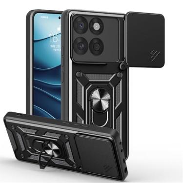 Imagem de Ysnzaq Capa para Motorola Edge 60 Fusion, janela de lente deslizante, capa protetora de telefone de grau militar com suporte para Motorola Edge 60 Fusion SJ preta