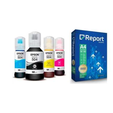 Imagem de Combo tinta 504 com 4 cores + papel a4 com 500 folhas para l6161 l4150