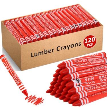 Imagem de MotiMind Crayons Marcador de pneu de cera a granel para artesanato Marcação detalhada em madeira serrada caixa de metal cerâmica vidro concreto plástico 11,3 cm x 1,1 cm (vermelho, 120 peças)
