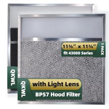 Imagem de QKWL Filtro de exaustor BP57 com lente de luz 11-3/8 x 11-3/4 em 1 pacote com 1 filtro de ar de graxa para exaustor de cozinha Broan-NuTone série 43000