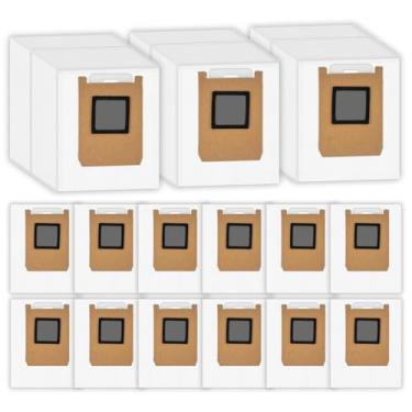 Imagem de (Pacote com 15) Sacos de pó de substituição E28 compatíveis com aspirador de pó robô Eufy Omni E28/ E25, sacos de vácuo, saco de vasilha, sacos de pó de substituição a vácuo, sacos descartáveis