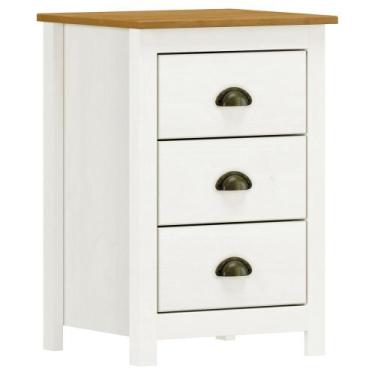 Imagem de Mesa de Cabeceira 3 Gavetas Madeira Maciça Mazzaro F06 Branco Freijó -