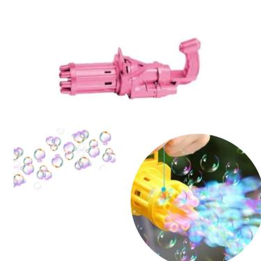 Imagem de Brinquedo Elétrico Lança Bolhas De Sabão Rosa Divertido