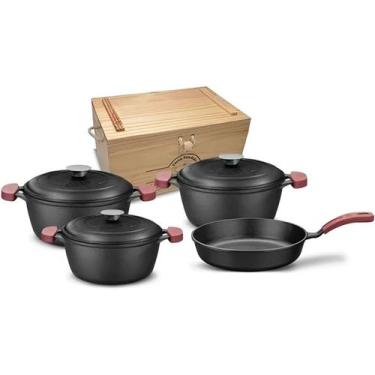 Imagem de Jogo de Panelas 4 Peças em Ferro Fundido Antiaderente para Forno/fogão