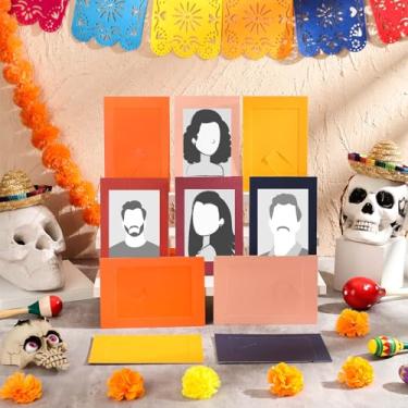 Imagem de AmazingSpark 12 porta-retratos de papel colorido Dia dos Mortos Altar a granel para porta-retratos de papel em pé para 10 x 15 cm, porta-retrato de papelão com cavalete Dia De Los Muertos Ofrendas
