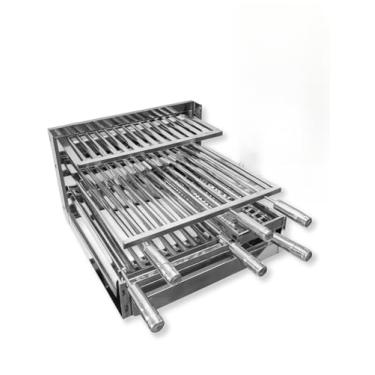 Imagem de Suporte Grill Para Churrasqueira e Bancada Gourmet Aço Inox Suspenso Com 7 Peças Reforçada (55cm)