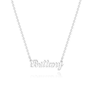 Imagem de Hidepoo Colar com nome personalizado – Colar com pingente de nome de aço inoxidável, corrente delicada com nome de letra, joias personalizadas, presentes para mulheres, Metal