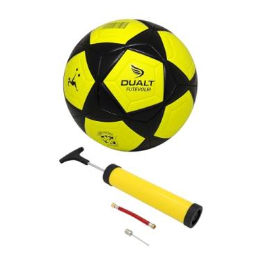 Imagem de Bola de Futevôlei Profissional Dualt Amarela e Preta + Bomba Ar de Encher – Oficial Alta Performance Praia Para Jogos, Treinos e Lazer.