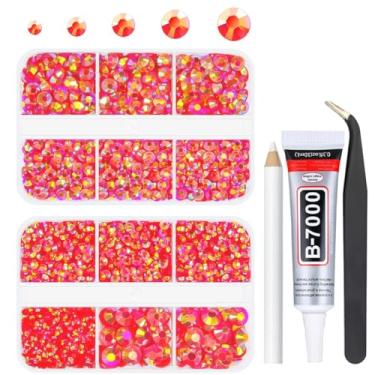 Imagem de qiipii 3060 Peças De Strass Resina Vermelha Ab Para Artesanato, Gelatina Com Fundo Plano Siam, 2 Mm, 3 4 5 6 Tamanhos, Pedras Preciosas Sem Fixação A Quente, Diamantes, Cristais, Copos, Canecas, Gar