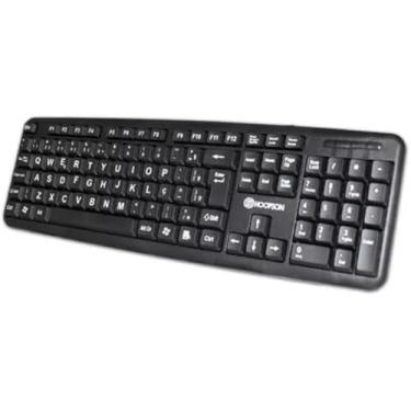 Imagem de Teclado USB para Escritório, Layout ABNT2, Teclas Grandes, Com Fio, Design Ergonômico