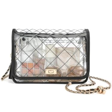 Imagem de YGR Bolsa transparente para eventos femininos em estádios, bolsa transversal pequena para shows, esportes, Preto