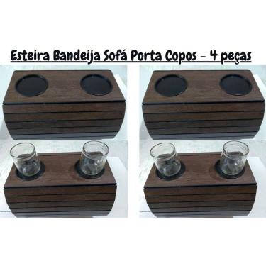 Imagem de Kit Esteira Bandeja Sofá Porta Copos - 4 Peças