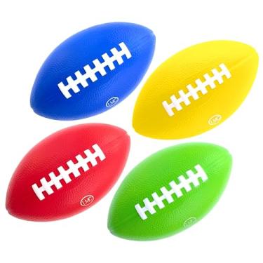 Imagem de LMC Products Pacote com 4 bolas de futebol de espuma de 18,4 cm - Macias e Pequenas - Mini bola colorida para crianças - Inclui verde, amarelo, azul e vermelho