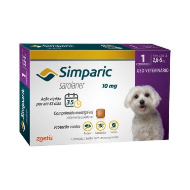 Imagem de Simparic Antipulgas e Carrapatos Para Cães de 2,6 a 5kg com 1 Comprimido