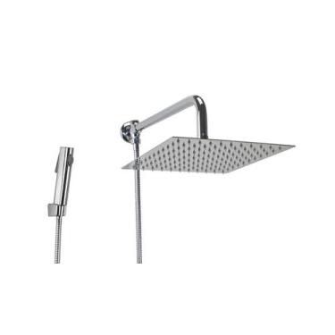 Imagem de Ducha Chuveiro Inox 304 25x25 cm com Chuveiro de Mão ABS - AMG Metais