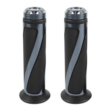 Imagem de Ongfuwu 2 Pegas universais de motocicleta, punhos de guidão de motocicleta de borracha antiderrapante de alumínio CNC, cabo de propulsor com tampa de extremidade de barra, serve para guidão esquerdo