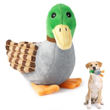 Imagem de HlaitsWit Brinquedo de mastigar para cachorro Squeaky – Brinquedo engraçado de pato para dentição de cachorro pequeno de pelúcia macio e barulhento indestrutível, chute de mordida interativo