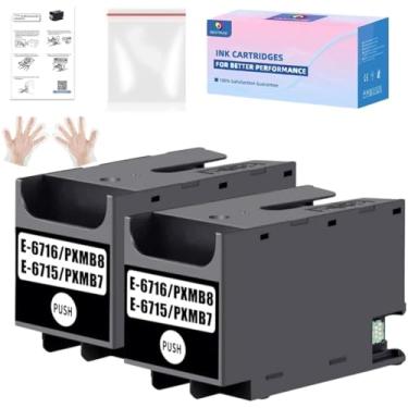 Imagem de Caixa de substituição de tinta T6715 T6716 para impressoras Epson Workforce Pro WF-4730 WF-4740 WF-4720 WF-4734 WF-4830 WF-4820 WF-3820 EC-4020 EC-4030 WF-4833 T6715 Caixa de manutenção 6715 Pacote