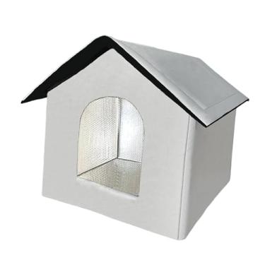 Imagem de Fenteer Casa para gatos ao ar livre, cama para gatos, fácil de montar, à prova de intempéries para gatos, cães e animais selvagens, tenda para esconder, Gray L