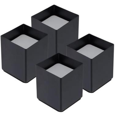 Imagem de LC LICTOP Elevador de pés para móveis de aço, adequado para perna quadrada de 5 cm, altura de elevação de 5 cm, levantador de móveis resistentes com almofada de feltro para cadeira de sofá de mesa de