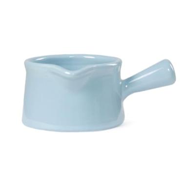 Imagem de Conjunto de potes de leite de cerâmica de 165 ml, 250 ml, com alça (4 cores), jarras fofas para café, geléia, xarope (azul claro, 165 ml)