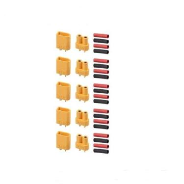 Imagem de Conectores De Bateria XT30 Banhados a Ouro 10 20 Pares Com Tubo Termor
